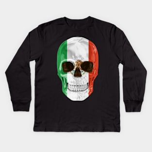 Mexico Flag Skull - Gift for Mexican With Roots From Mexico Kids Long Sleeve T-Shirt